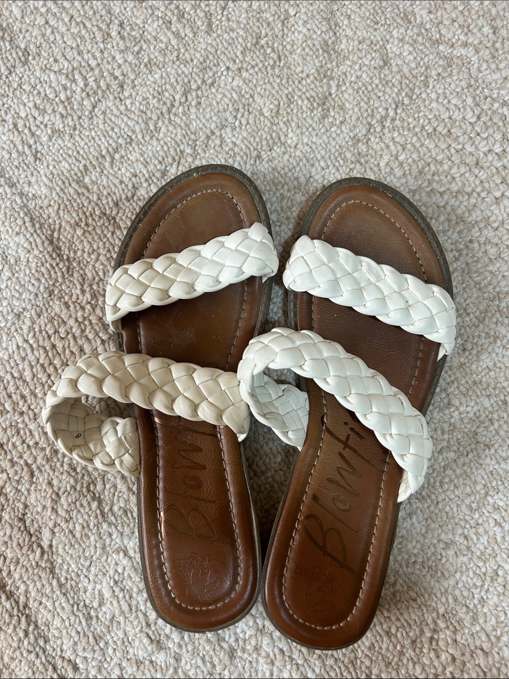 Blowfish Cream Braided Double-Strap Slide Sandals - Picture 2 of 4
